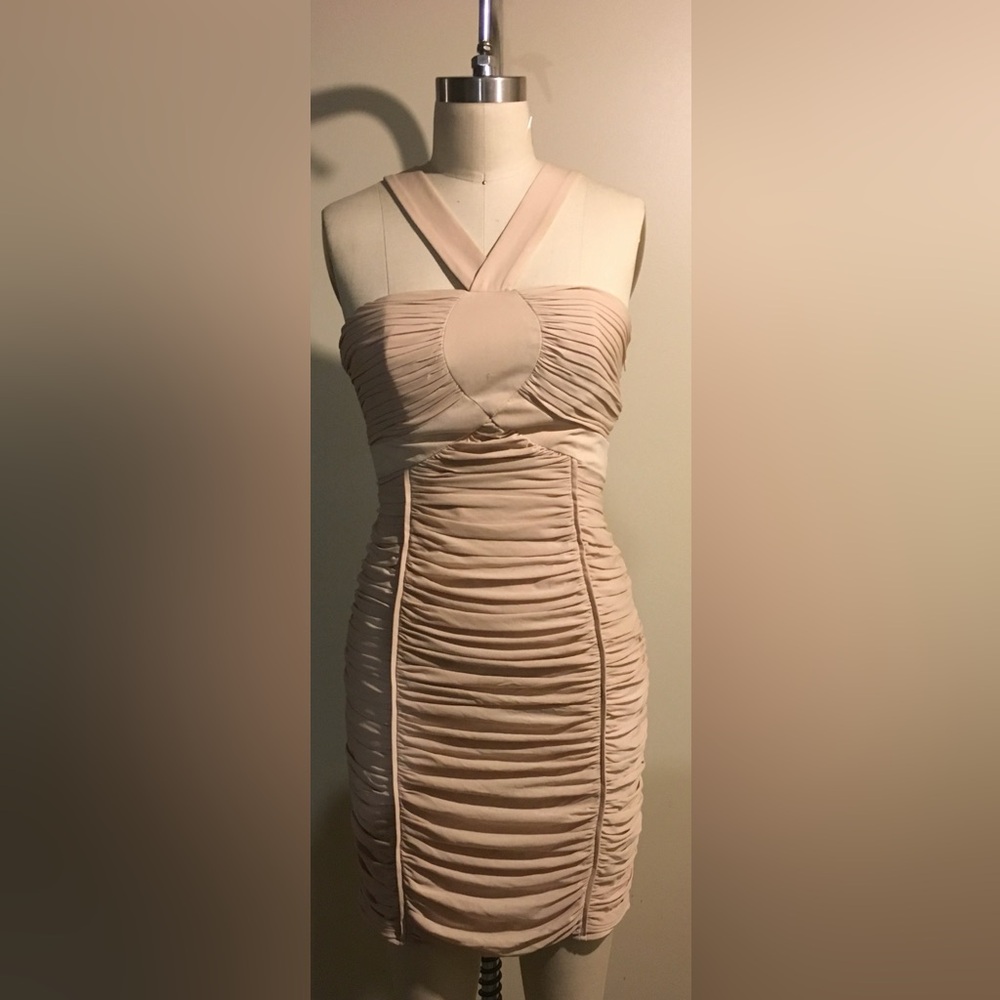 Laundry By Shelli Segal Strapless Tan Ruched Dress